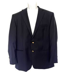 LAUREN RALPH LAUREN 100% Wool Mens Blazers Size 42R Navy 2 Gold Buttons Notch